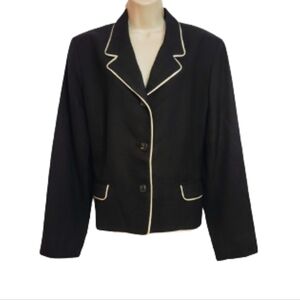 JG Hook Vintage Twill Blazer Jacket Black White Size 18